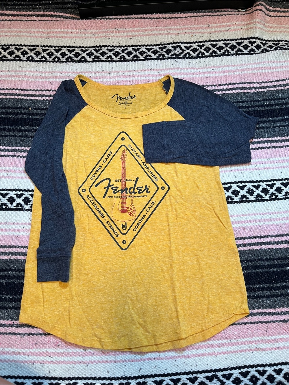 Fender Yellow & Navy Raglan Graphic Tee